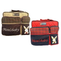 Tas Bayi Medium Saku Double Bordir Moms Baby / Tas Perlengkapan Bayi / Diapers Bag Bayi / Tas Traveling Bayi / Tas Baby Carrier Bayi
