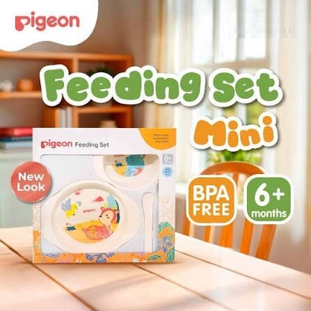 Pigeon Feeding Set Kecil / Set Makan Bayi dengan Piring, Mangkok dan Sendok Bayi