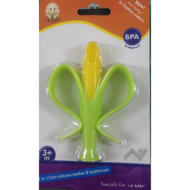 IQ Baby 2 in 1 Corn Silicone Teether and Toothbrush