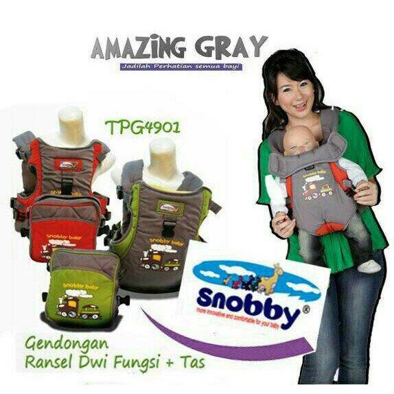 Snobby Gendongan Ransel Dwi Fungsi + Tas Print Amazing Gray