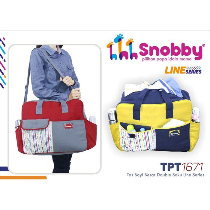 Snobby Tas Bayi Besar Double Saku Line Series TPT1671 / Tas Perlengkapan Bayi / Diapers Bag Bayi / Tas Traveling Bayi / Tas Baby Carrier