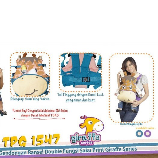 Snobby Gendongan Ransel Double Fungsi Saku Print Giraffe Series TPG1547