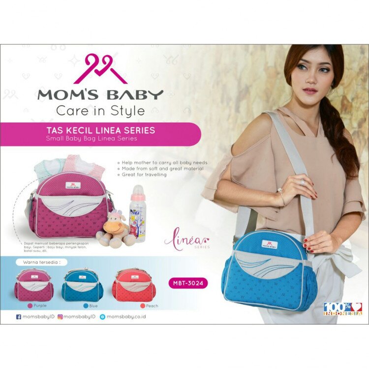 Tas Bayi Kecil Linea Series Moms Baby / Tas Perlengkapan Bayi / Diapers Bag Bayi / Tas Traveling Bayi / Tas Baby Carrier Bayi