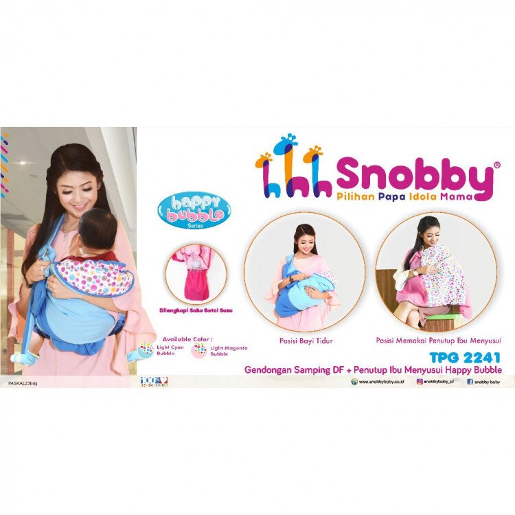 Gendongan Bayi Samping + Penutup Ibu Menyusui Happy Bubble Series Snobby