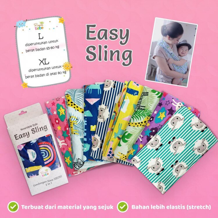 Gendongan Kaos (Geos) Baby Easy Sling M L XL