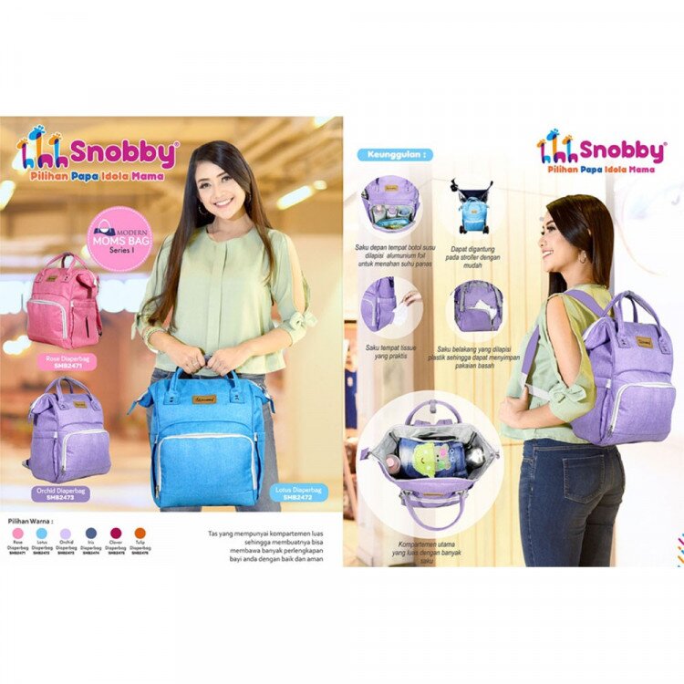 Tas Bayi Ransel Snobby Diaper Bag / Tas Perlengkapan Bayi / Diapers Bag Bayi / Tas Traveling Bayi / Tas Baby Carrier Bayi