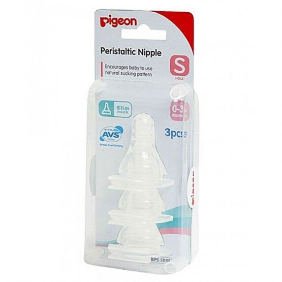 Pigeon Dot Peristaltic Slim Neck Silicone Nipple Isi 3pcs