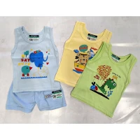 Setelan Singlet Ridges Polos (Motif Random) / Baju Bayi Setelan singlet kutung / Baju Bayi Adem