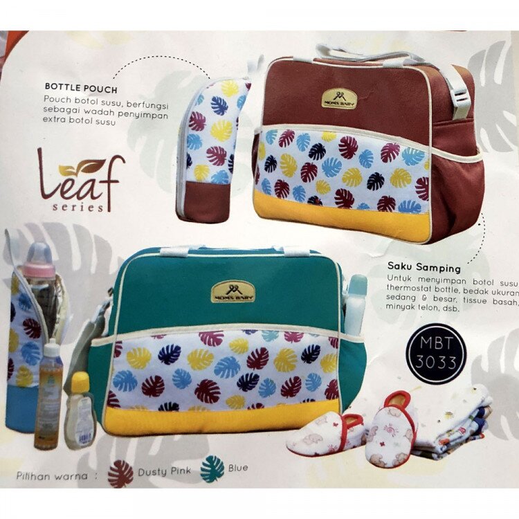 Tas Bayi Medium Moms Baby Leaf Series / Tas Perlengkapan Bayi / Diapers Bag Bayi / Tas Traveling Bayi / Tas Baby Carrier Bayi