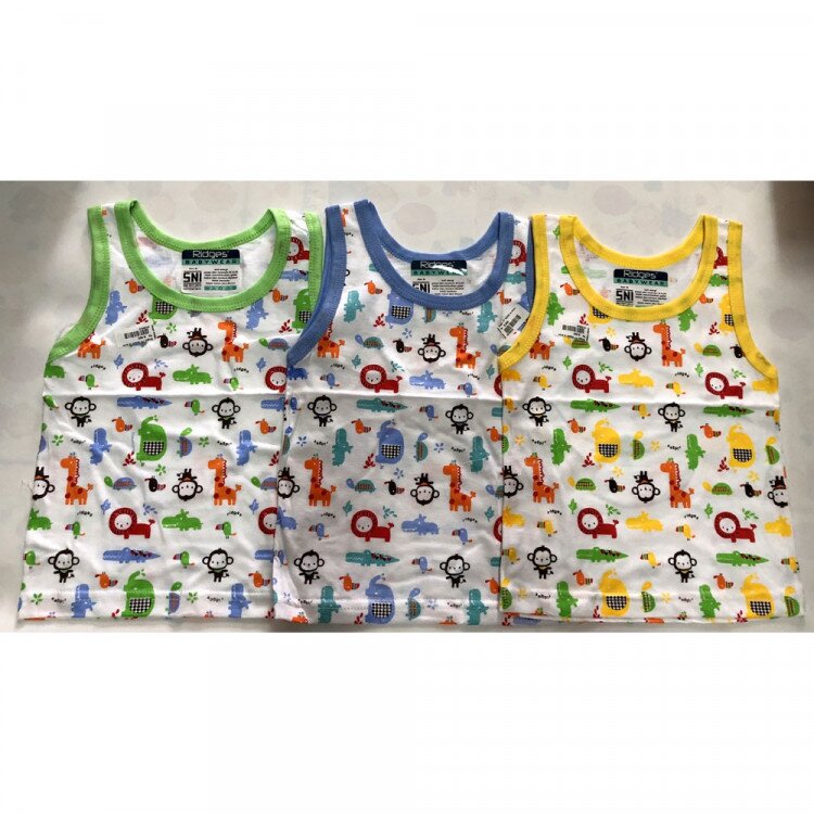 Paket Hemat Singlet Anak Ridges Motif - Lusinan (Motif Acak2