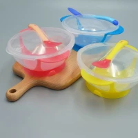 Mangkok Makan Bayi MPASI  Anti Tumpah dengan Sendok Silikon 19050100