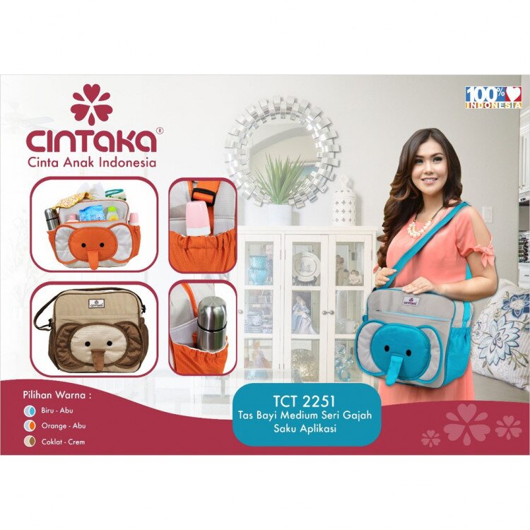Tas Bayi Sedang Cintaka Seri Gajah TCT2251 / Tas Perlengkapan Bayi / Diapers Bag Bayi / Tas Traveling Bayi / Tas Baby Carrier Bayi