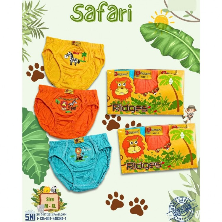 Celana Dalam Anak Laki-Laki Ridges Duplex Premium Quality Safari Isi 3pcs