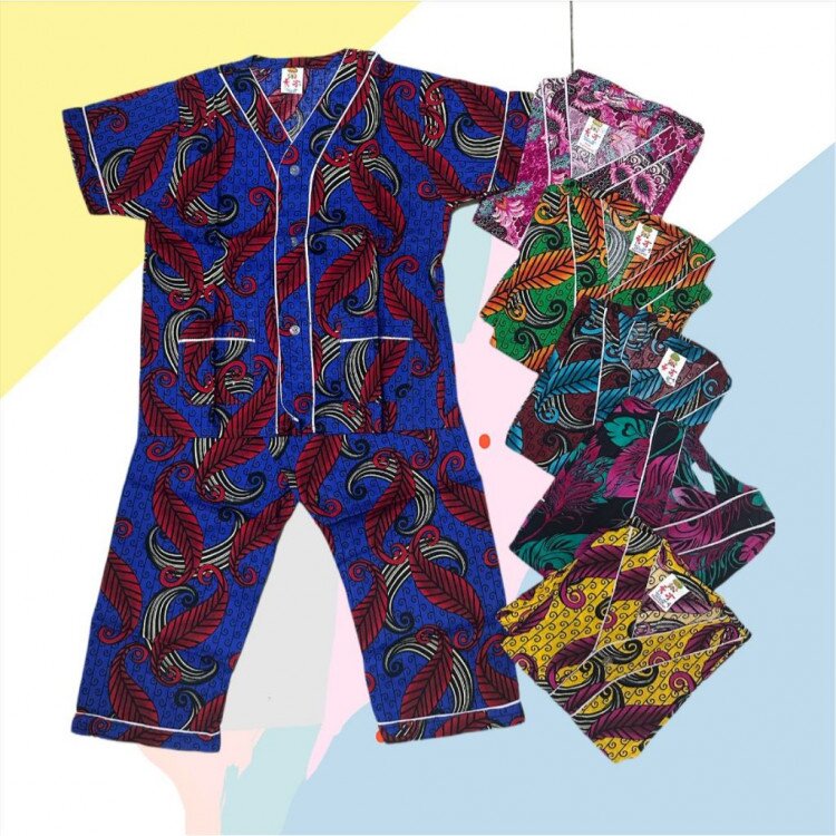 Setelan Baju Tidur Anak / Piyama Anak Batik Bagan - Model Baju Batik Lokal