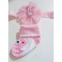 Kaos Kaki + Bandana Set Pink Bear 20090017