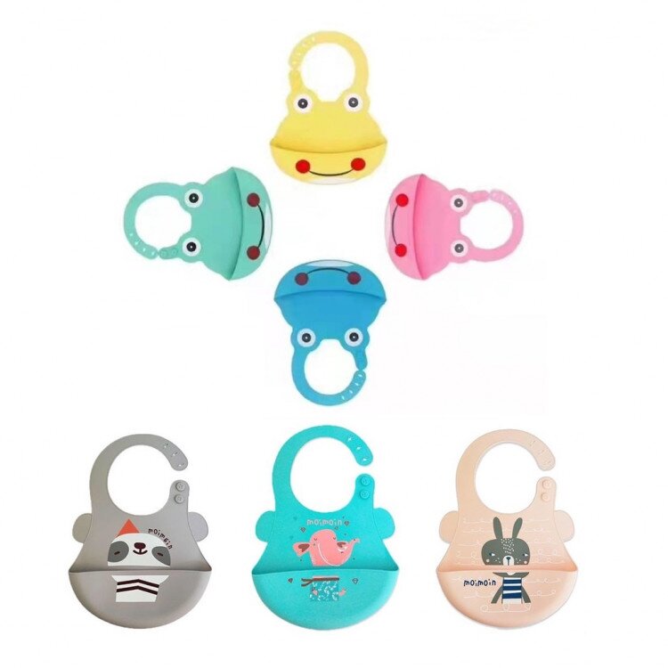 Slaber Bayi Kantong Silicone / Tatakan Iler Bayi Silikon / Celemek Bayi / Slaber Silikon Bayi