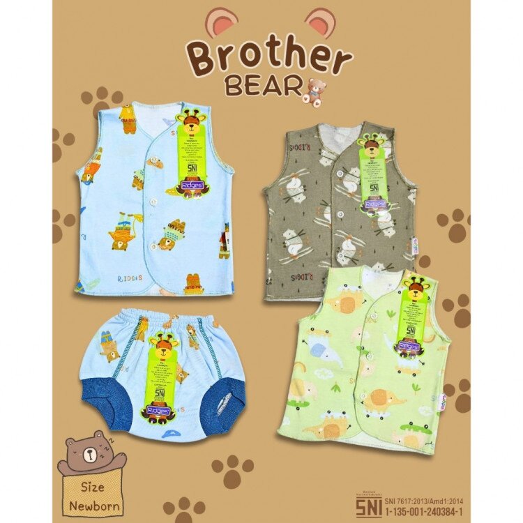 Promo Setelan Baju Bayi Buntung + Celana Pop bayi Ridges Newborn (Motif Random)