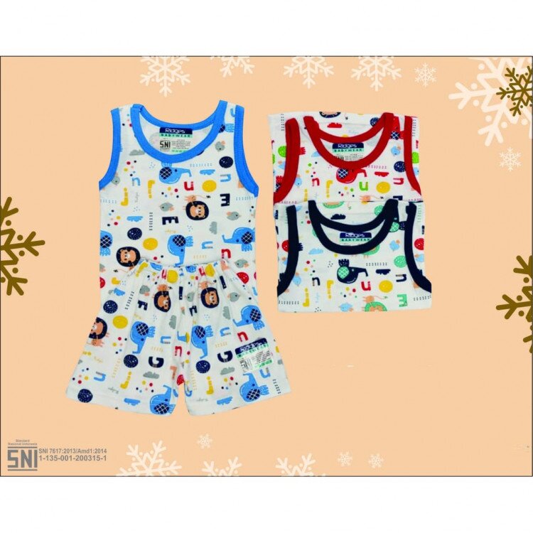 Baju Setelan Anak Singlet Ridges Animal Alphabet
