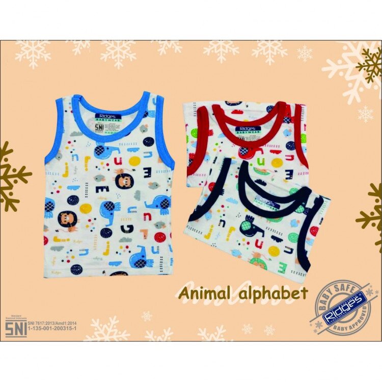 Baju Atasan Singlet Anak Ridges Animal Alphabet