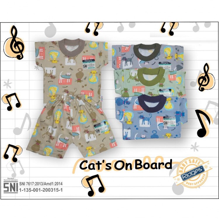 Baju Atasan Kaos Anak Ridges Cat's On Board (Atasannya Saja)