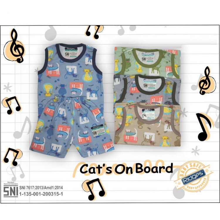 Baju Setelan Singlet Anak Ridges Cat's On Board