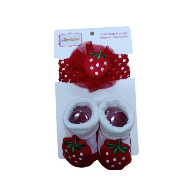 Kaos Kaki + Bandana Set Rinda Strawberry Merah 21050006
