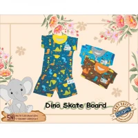 Baju Setelan Kaos Anak Ridges Dino Skate Board