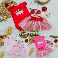 Setelan Bayi  Cewek Crown Princess  21060059 (Jumper + Rok Tutu + Bandana Mahkota + Sepatu Mahkota)