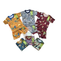 Setelan Baju Bayi Pendek Kancing Pundak / Baju Santai Anak / Setelan Oblong Anak Ridges
