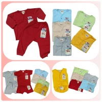 Setelan Baju Bayi Newborn Polos Bahan Adem (1 Setel)