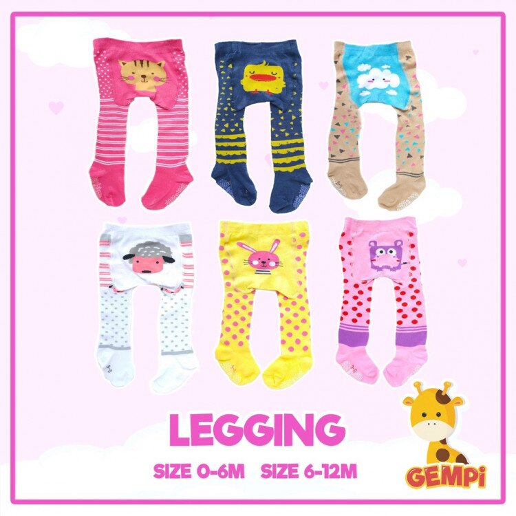 Legging Bayi Motif Bahan Halus Girl / Perempuan 0-12 Months
