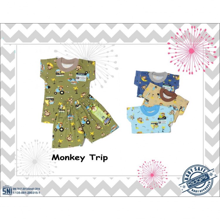 Baju Setelan Kaos Anak Ridges Monkey Trip