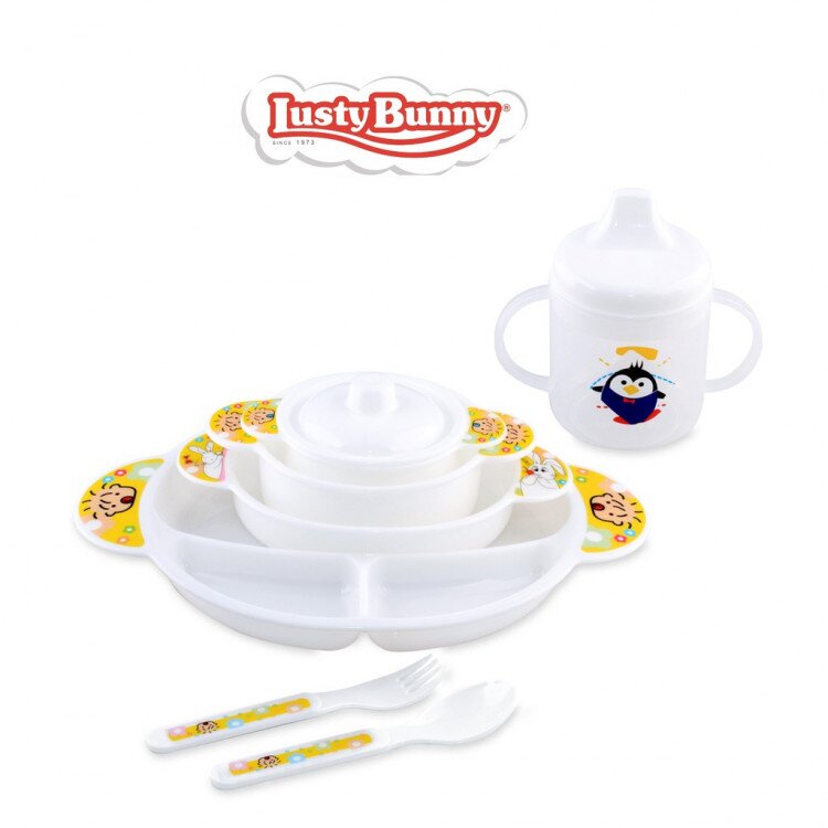 Alat Makan Bayi Feeding Set Lusty Bunny / Perlengkapan Makan Bayi / Kado Lahiran Bayi