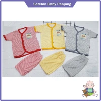 Setelan Baju Bayi Pendek Salur Bahan Adem