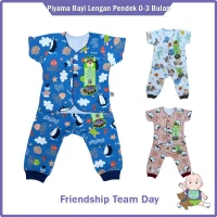Setelan Baju Bayi Pendek + Celana Panjang Newborn Ridges / Piyama Bayi Ridges / Baju Bayi Baru lahir Adem