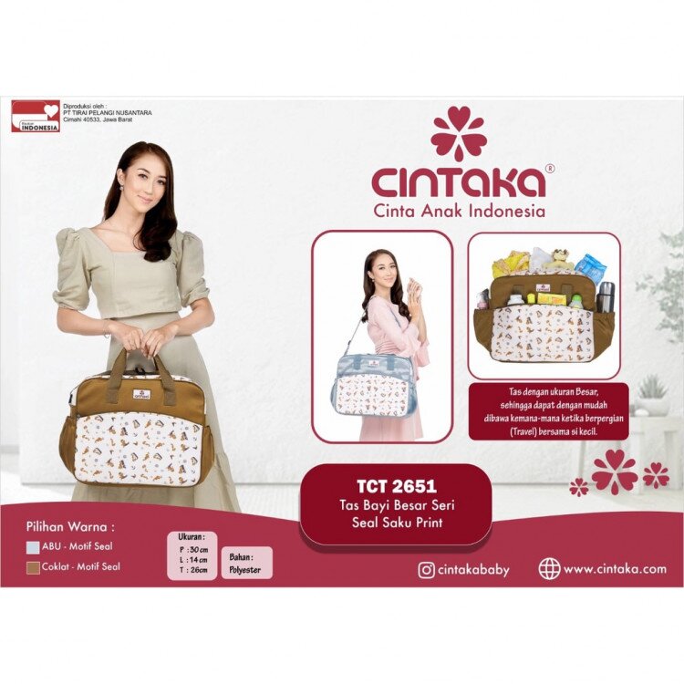 Tas Bayi Besar Cintaka Seri Seal TCT2651 / Tas Perlengkapan Bayi / Diapers Bag Bayi / Tas Traveling Bayi / Tas Baby Carrier Bayi