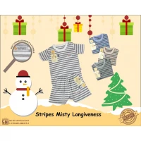 Setelan Baju Bayi / Baju Anak Kancing Pundak / Setelan Oblong Anak Ridges Unisex Salur Stripes Misty Longivenes