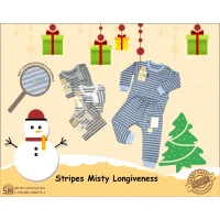Setelan Baju Bayi / Baju Anak Kancing Pundak / Piyama Anak Ridges / Baju Tidur Anak / Piyama Anak Unisex Salur Stripes Misty Longivenes
