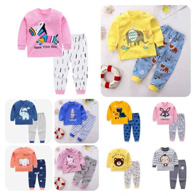 Setelan Baju Bayi Anak Perempuan / Baju Anak Kancing Pundak / Piyama Anak / Baju Tidur Anak / Piyama Anak Cewek Bahan Adem