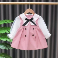 Terusan Gaun Anak Perempuan Pink Pita Lengan Panjang / Dress Anak Perempuan