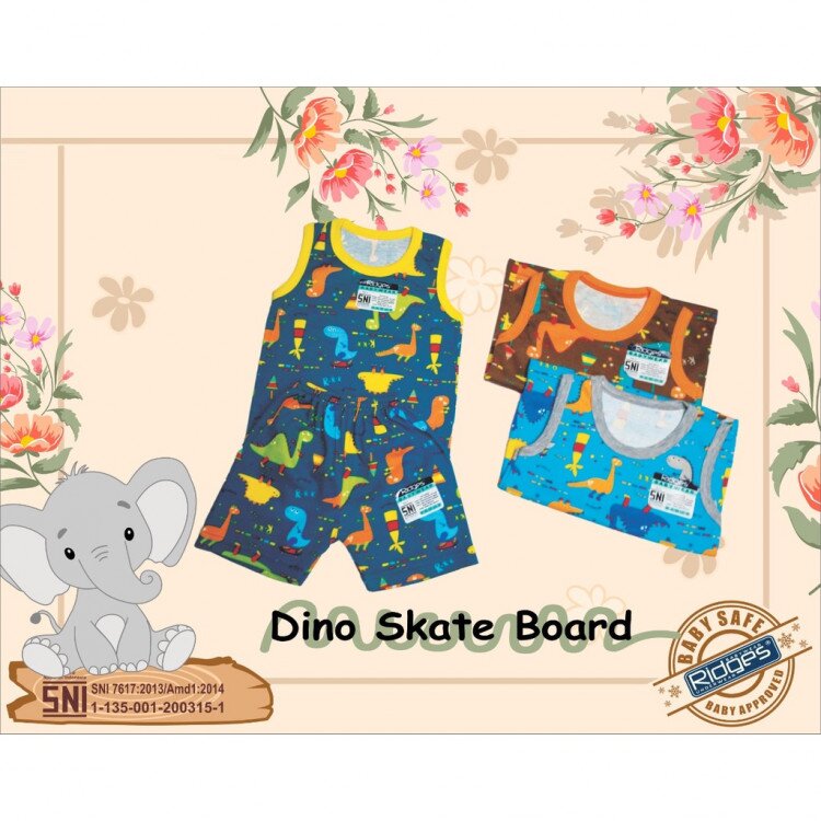 Paket Hemat Baju Setelan Anak Singlet Ridges Motif Dasar Warna Lusinan (Motif Acak)