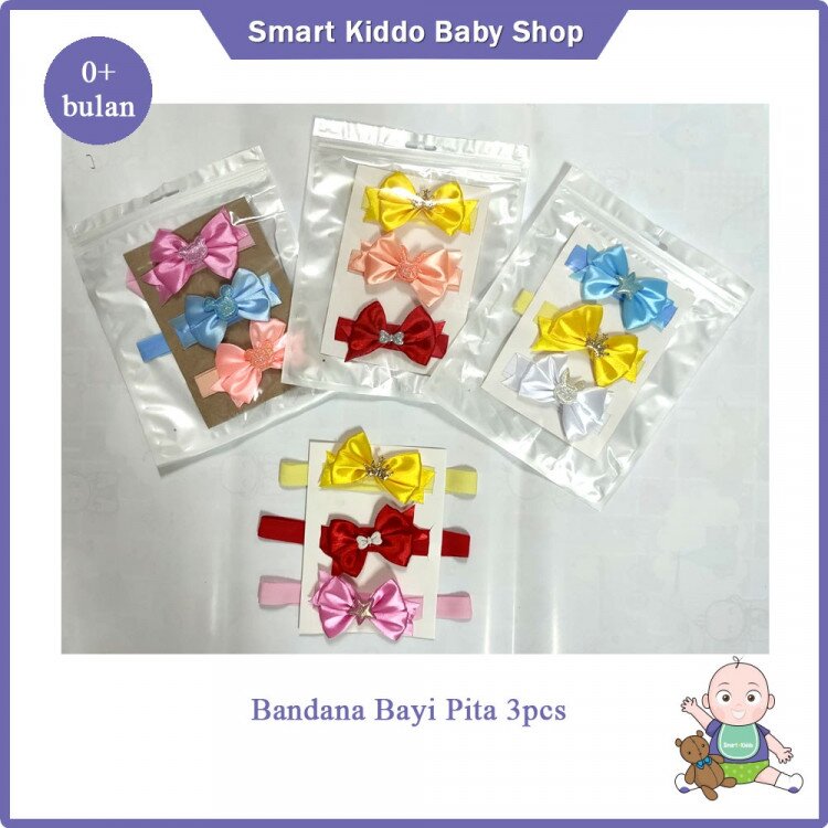 Bandana Bayi Pita 3 pcs Mix Murah