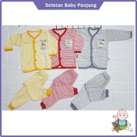 Setelan Baju Bayi Panjang Salur Bahan Adem