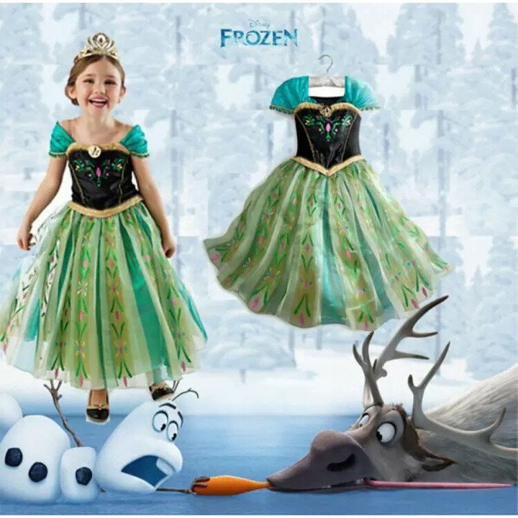 Dress Gaun Pesta Anak Perempuan Anna / Dress Party Cewek Frozen / Gaun Ulang Tahun Anak / Dress Mewah Cosplay Anna