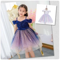 Gaun Pesta Anak Perempuan / Dress Party Cewek Ala Korea / Gaun Ulang Tahun Anak / Dress Mewah Ala Korea / Dress Anak Model Sabrina