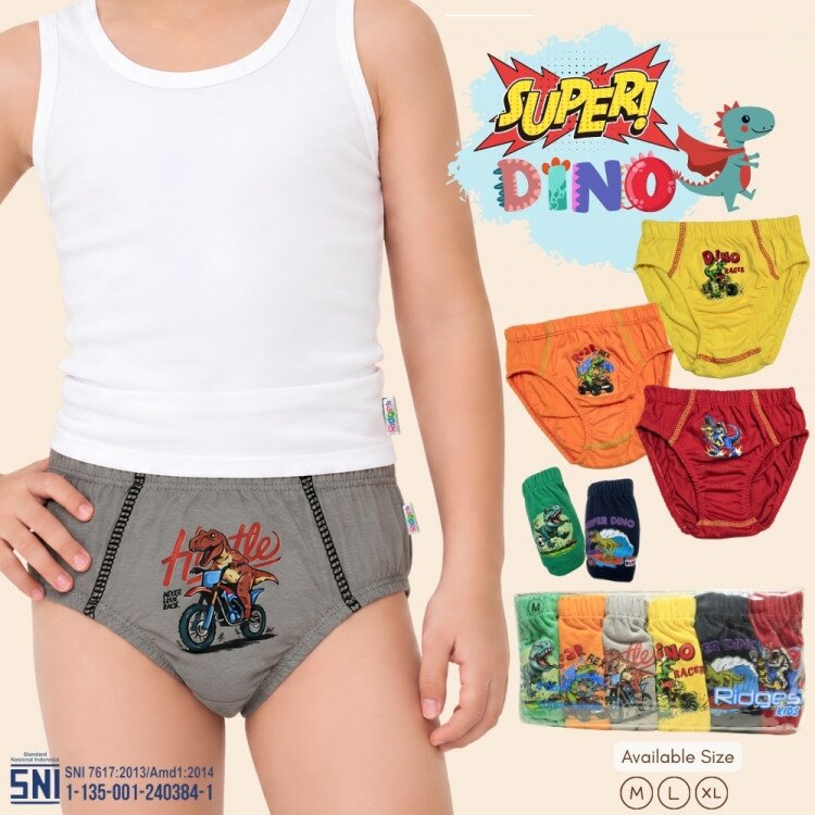Celana Dalam Anak Laki-Laki Ridges Isi 6pcs (Bahan Adem)