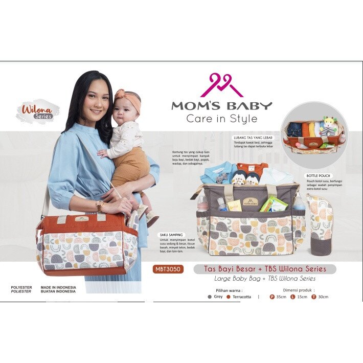 Tas Bayi Besar Moms Baby Wilona Series / Tas Perlengkapan Bayi / Diapers Bag Bayi / Tas Traveling Bayi / Tas Baby Carrier Bayi