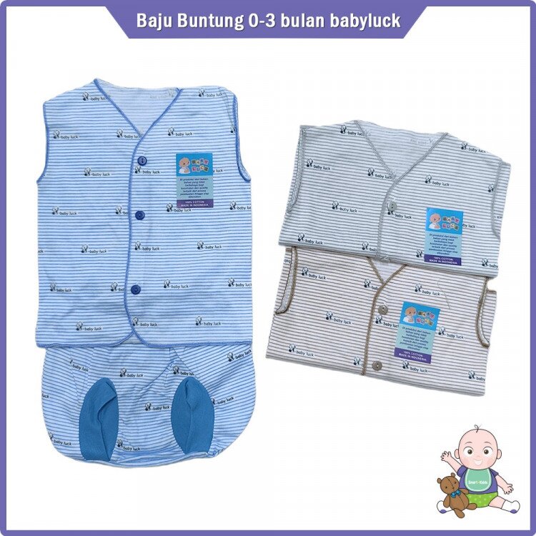 Setelan Baju Bayi Buntung Adem / Baju Santai Anak Salur Baby Luck