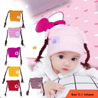 Topi Bayi Kupluk Kepang Atas 22030007 / Topi Bayi Rambut Kepang