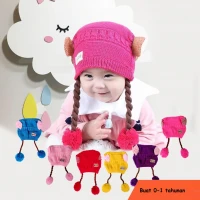 Topi Bayi Kupluk Kepang Bawah 22030009 / Topi Bayi Rambut Kepang